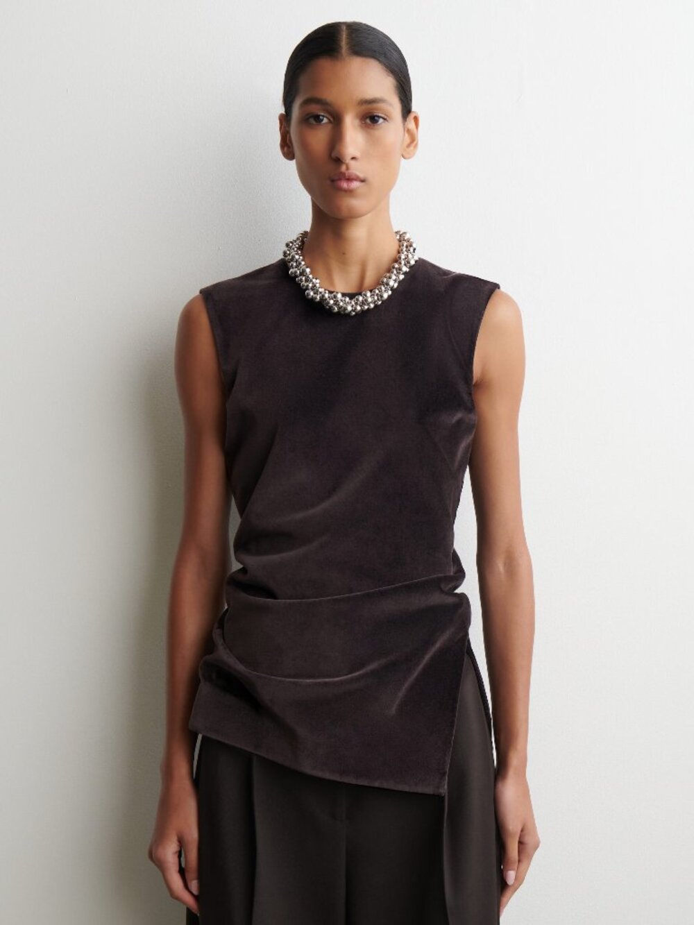 NWT COS ASYMMETRIC VELVET TOP